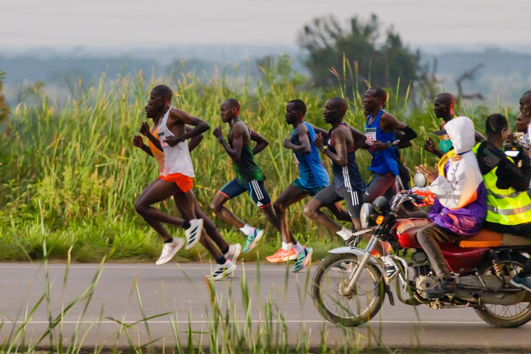 Marathon runners in Kasese